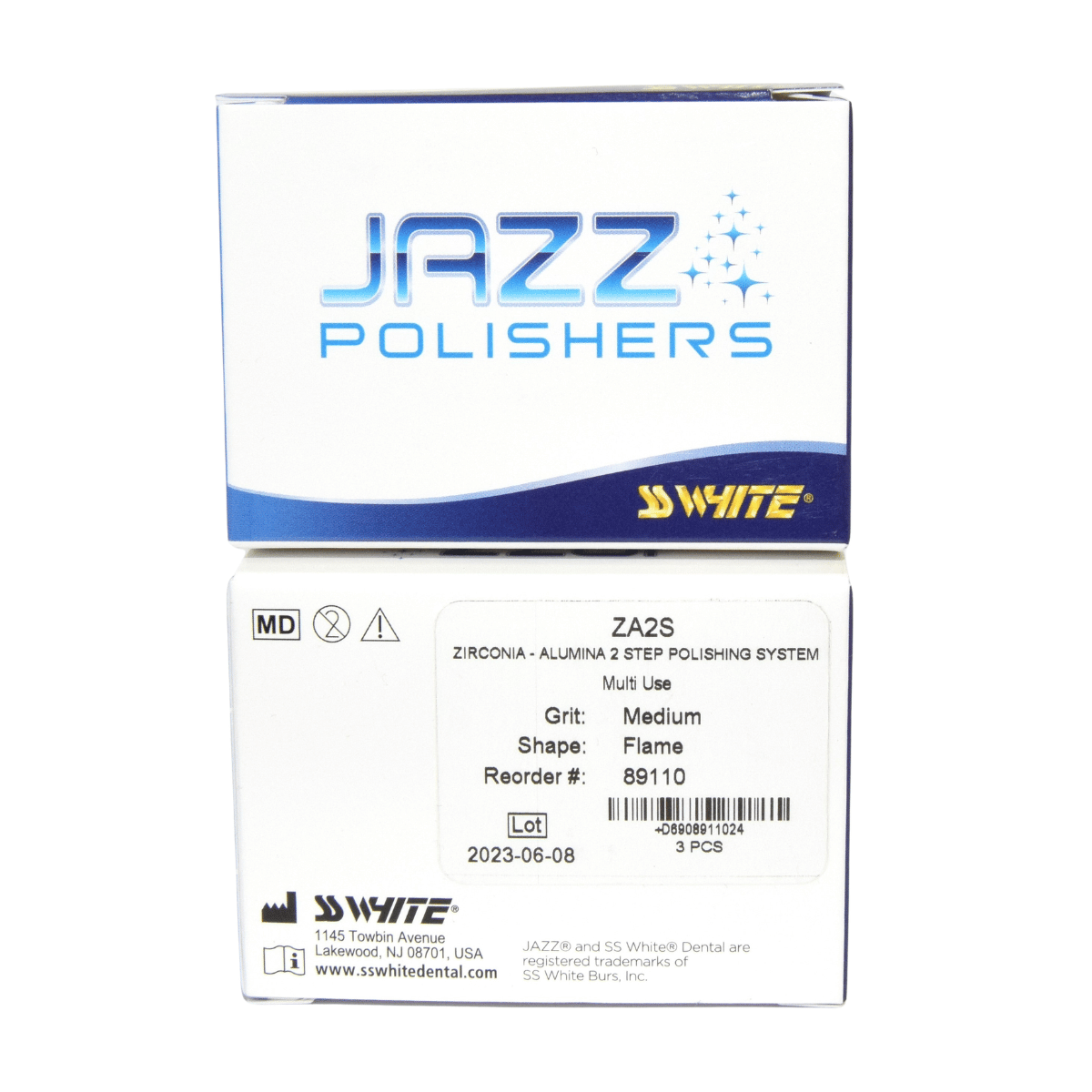 JAZZ FG ZIRCONIA/ALUMINA POLISHER 2 STEP ZA2S MEDIUM FLAME  - 3 PACK