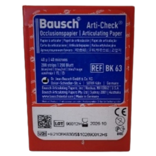 Bausch, Articulating Paper Pre-Cut, blue/red, 200 strips, 40µ
